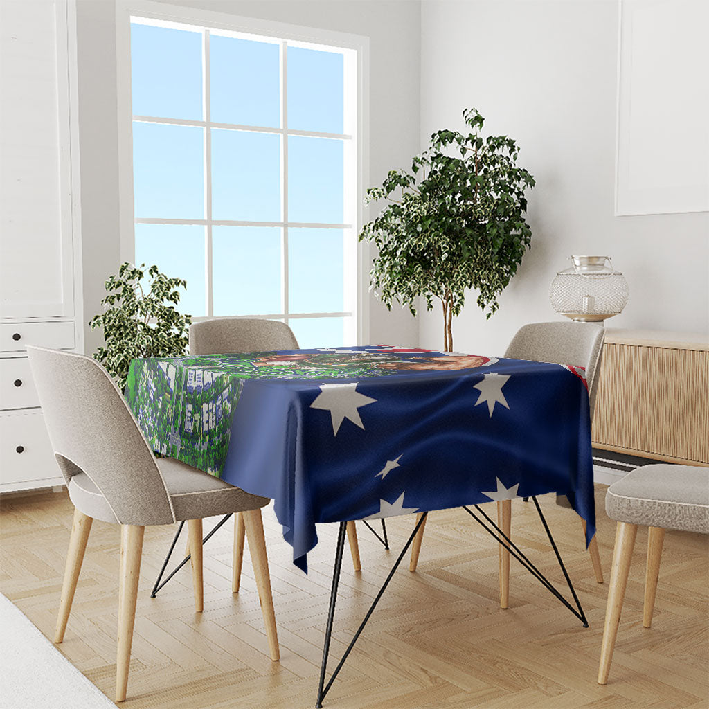 Personalized Canberra Raiders Rugby Tablecloth Viking Mascot And Canberra Skyline Flag Art