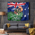 Personalized Canberra Raiders Rugby Tapestry Viking Mascot And Canberra Skyline Flag Art