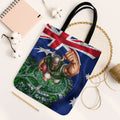 Personalized Canberra Raiders Rugby Tote Bag Viking Mascot And Canberra Skyline Flag Art