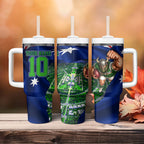 Personalized Canberra Raiders Rugby Tumbler With Handle Viking Mascot And Canberra Skyline Flag Art