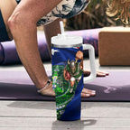 Personalized Canberra Raiders Rugby Tumbler With Handle Viking Mascot And Canberra Skyline Flag Art