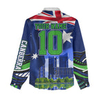 Personalized Canberra Raiders Rugby Women Casual Shirt Viking Mascot And Canberra Skyline Flag Art