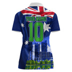 Personalized Canberra Raiders Rugby Women Polo Shirt Viking Mascot And Canberra Skyline Flag Art