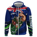 Personalized Canberra Raiders Rugby Zip Hoodie Viking Mascot And Canberra Skyline Flag Art