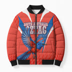 Personalized South Australia Oztag Bird Mascot Bomber Puffer Jacket Dynamic Team Spirit Graphic