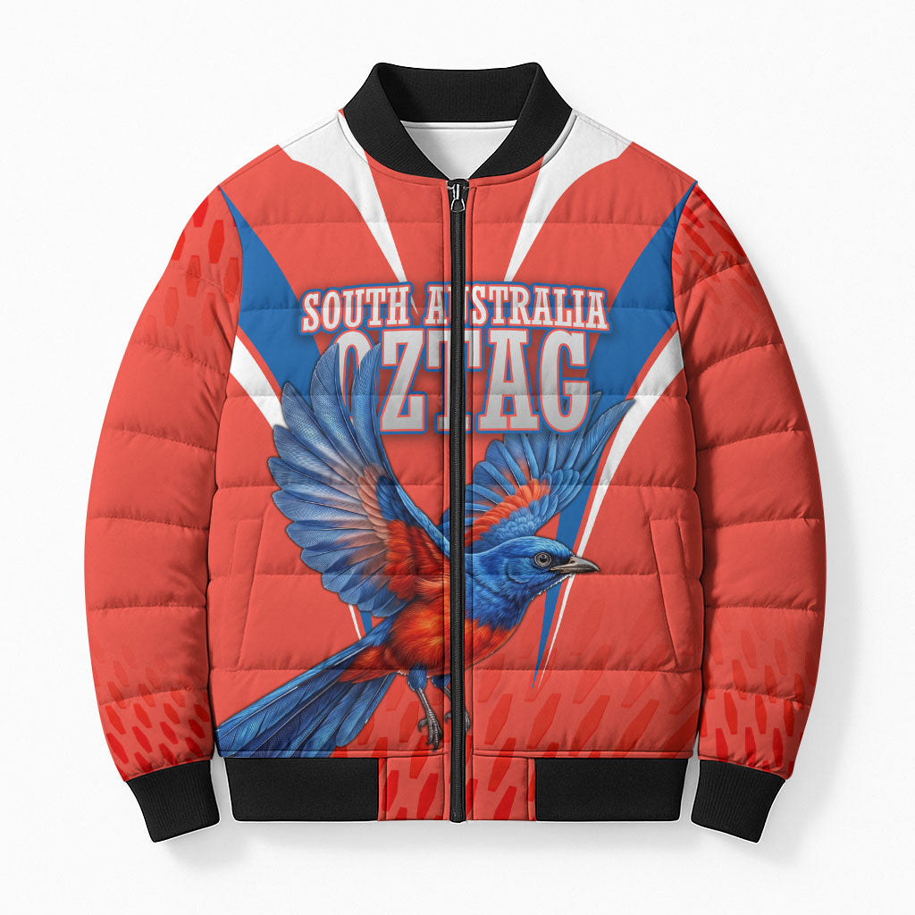 Personalized South Australia Oztag Bird Mascot Bomber Puffer Jacket Dynamic Team Spirit Graphic