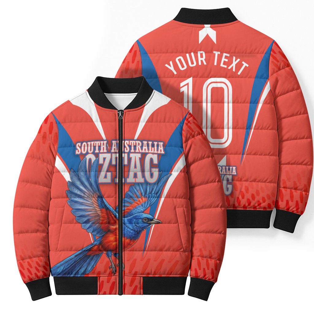 Personalized South Australia Oztag Bird Mascot Bomber Puffer Jacket Dynamic Team Spirit Graphic
