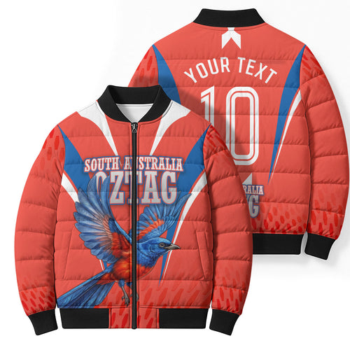 Personalized South Australia Oztag Bird Mascot Bomber Puffer Jacket Dynamic Team Spirit Graphic