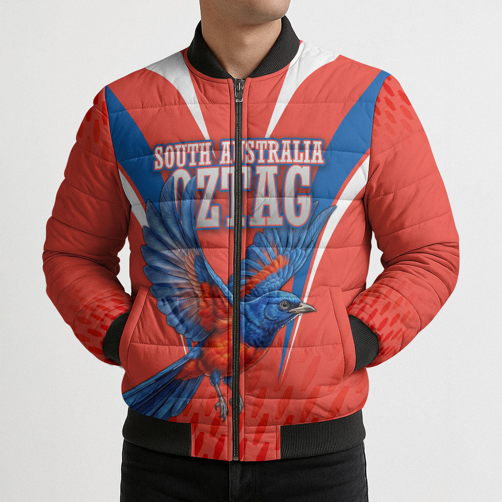 Personalized South Australia Oztag Bird Mascot Bomber Puffer Jacket Dynamic Team Spirit Graphic