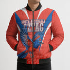 Personalized South Australia Oztag Bird Mascot Bomber Puffer Jacket Dynamic Team Spirit Graphic