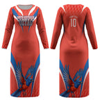 Personalized South Australia Oztag Bird Mascot Couples Matching Long Sleeve Bodycon Dress and Hawaiian Shirt Dynamic Team Spirit Graphic