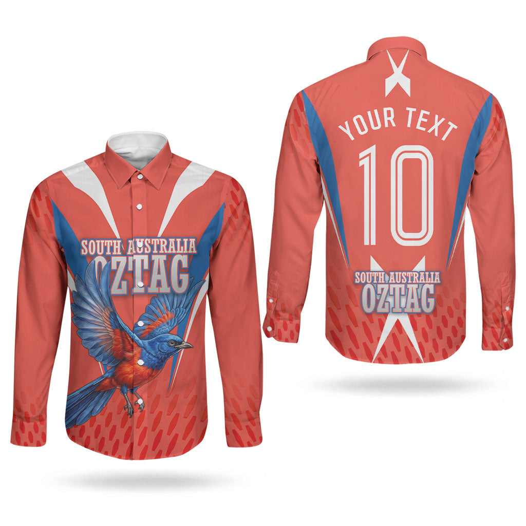 Personalized South Australia Oztag Bird Mascot Couples Matching Mermaid Dress and Long Sleeve Button Shirt Dynamic Team Spirit Graphic