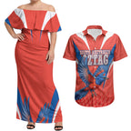 Personalized South Australia Oztag Bird Mascot Couples Matching Off Shoulder Maxi Dress and Hawaiian Shirt Dynamic Team Spirit Graphic