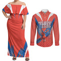 Personalized South Australia Oztag Bird Mascot Couples Matching Off Shoulder Maxi Dress and Long Sleeve Button Shirt Dynamic Team Spirit Graphic