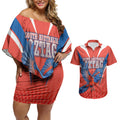 Personalized South Australia Oztag Bird Mascot Couples Matching Off Shoulder Short Dress and Hawaiian Shirt Dynamic Team Spirit Graphic