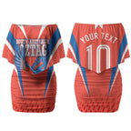 Personalized South Australia Oztag Bird Mascot Couples Matching Off Shoulder Short Dress and Long Sleeve Button Shirt Dynamic Team Spirit Graphic
