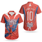 Personalized South Australia Oztag Bird Mascot Couples Matching Off The Shoulder Long Sleeve Dress and Hawaiian Shirt Dynamic Team Spirit Graphic