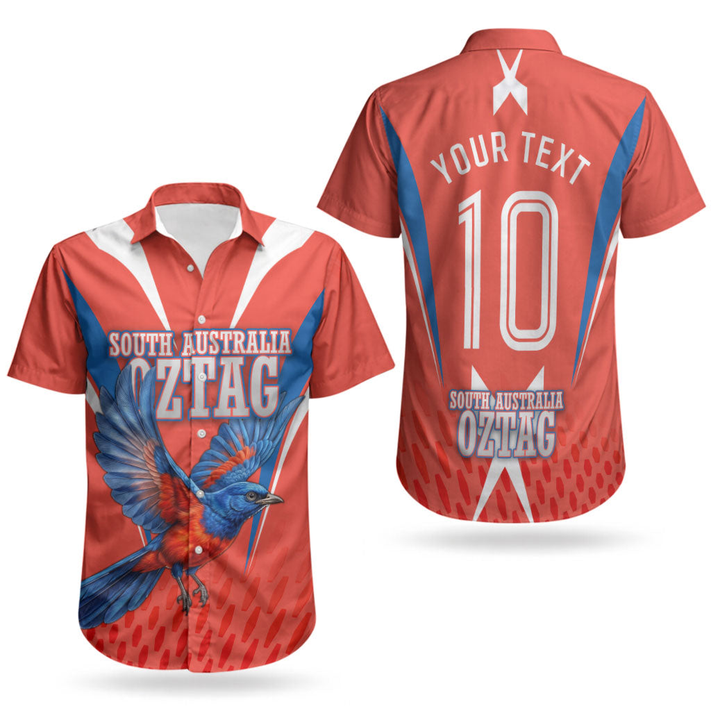 Personalized South Australia Oztag Bird Mascot Couples Matching Off The Shoulder Long Sleeve Dress and Hawaiian Shirt Dynamic Team Spirit Graphic
