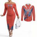 Personalized South Australia Oztag Bird Mascot Couples Matching Off The Shoulder Long Sleeve Dress and Long Sleeve Button Shirt Dynamic Team Spirit Graphic