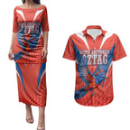 Personalized South Australia Oztag Bird Mascot Couples Matching Puletasi and Hawaiian Shirt Dynamic Team Spirit Graphic