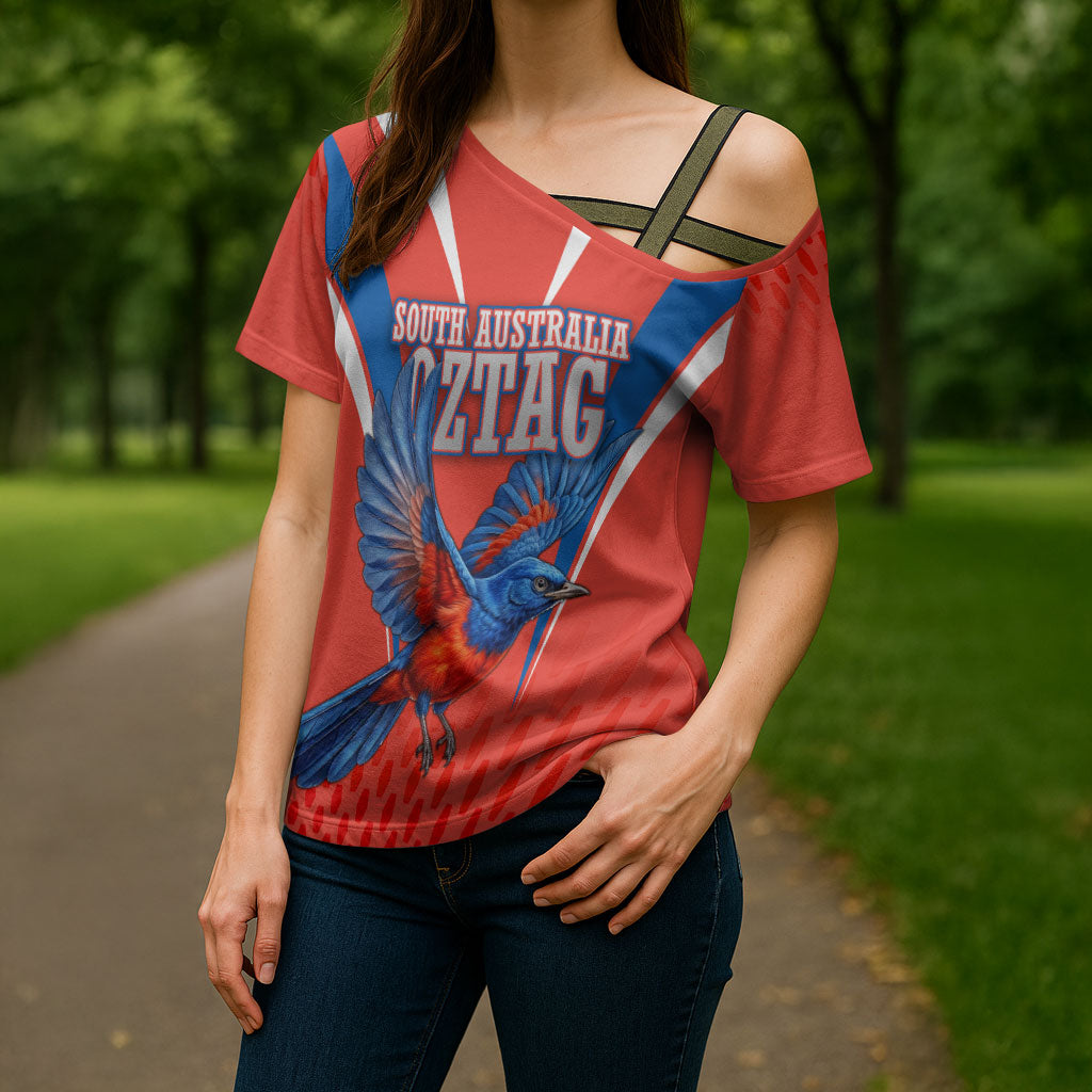 Personalized South Australia Oztag Bird Mascot Cross Shoulder Shirt Dynamic Team Spirit Graphic