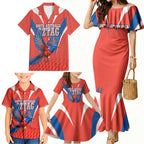 Personalized South Australia Oztag Bird Mascot Family Matching Mermaid Dress and Hawaiian Shirt Dynamic Team Spirit Graphic