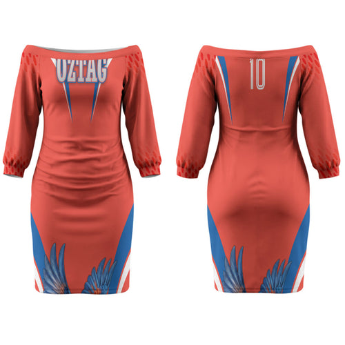 Personalized South Australia Oztag Bird Mascot Family Matching Off The Shoulder Long Sleeve Dress and Hawaiian Shirt Dynamic Team Spirit Graphic