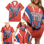 Personalized South Australia Oztag Bird Mascot Family Matching Off Shoulder Short Dress and Hawaiian Shirt Dynamic Team Spirit Graphic
