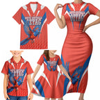 Personalized South Australia Oztag Bird Mascot Family Matching Short Sleeve Bodycon Dress and Hawaiian Shirt Dynamic Team Spirit Graphic