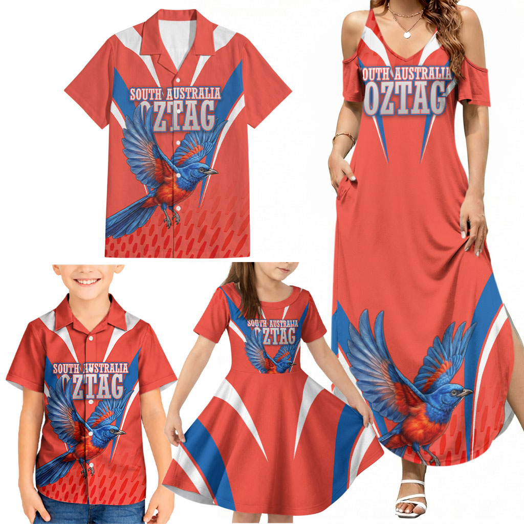 Personalized South Australia Oztag Bird Mascot Family Matching Summer Maxi Dress and Hawaiian Shirt Dynamic Team Spirit Graphic