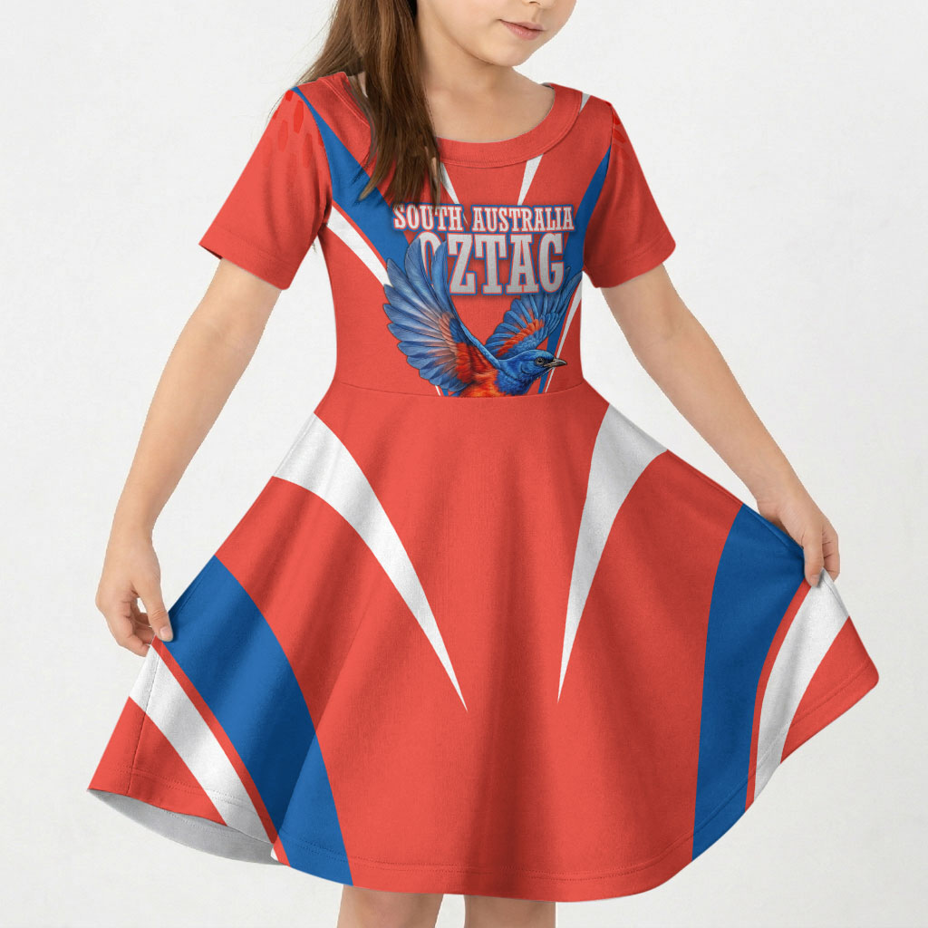 Personalized South Australia Oztag Bird Mascot Kid Short Sleeve Dress Dynamic Team Spirit Graphic