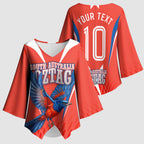 Personalized South Australia Oztag Bird Mascot Kimono Sleeve Blouse Dynamic Team Spirit Graphic