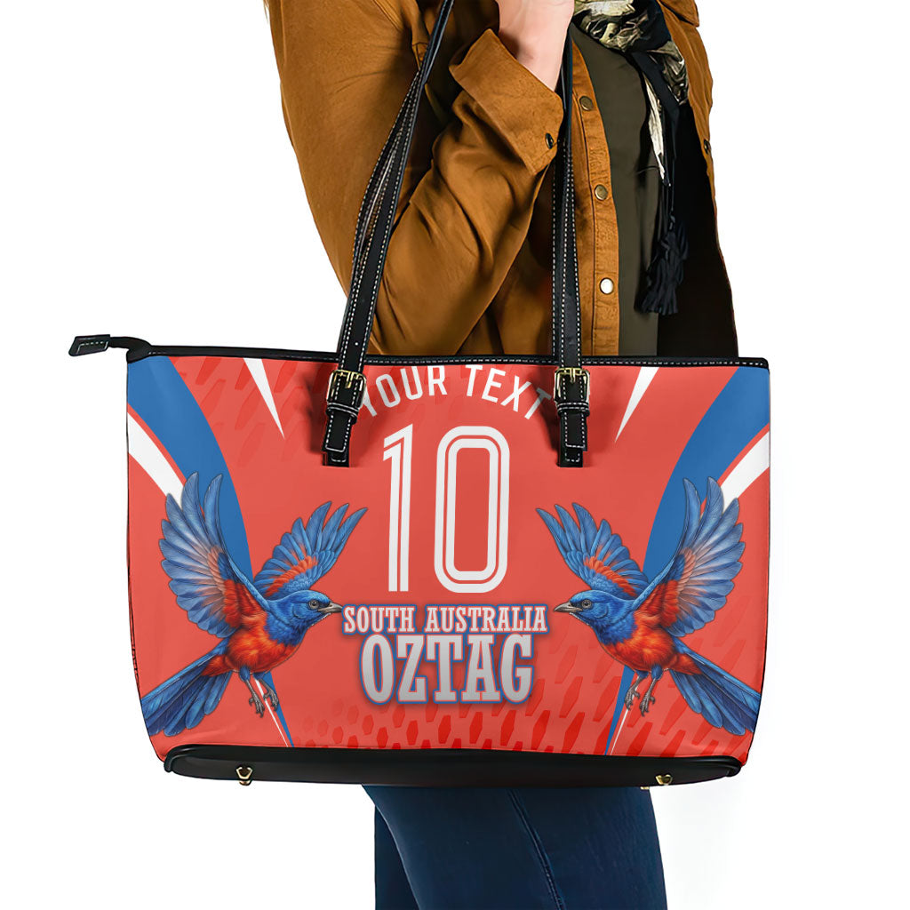 Personalized South Australia Oztag Bird Mascot Leather Tote Bag Dynamic Team Spirit Graphic