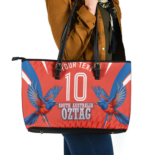 Personalized South Australia Oztag Bird Mascot Leather Tote Bag Dynamic Team Spirit Graphic