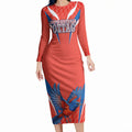Personalized South Australia Oztag Bird Mascot Long Sleeve Bodycon Dress Dynamic Team Spirit Graphic