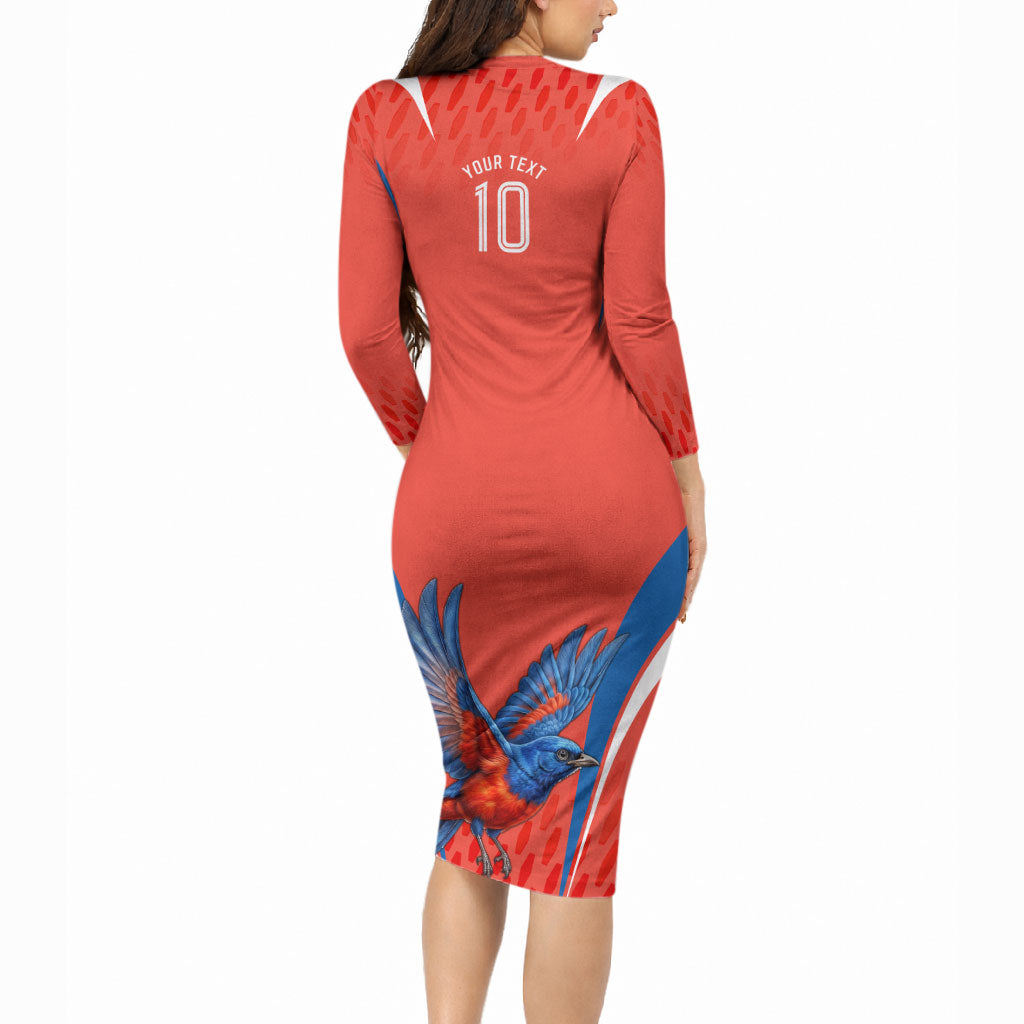 Personalized South Australia Oztag Bird Mascot Long Sleeve Bodycon Dress Dynamic Team Spirit Graphic