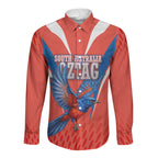 Personalized South Australia Oztag Bird Mascot Long Sleeve Button Shirt Dynamic Team Spirit Graphic