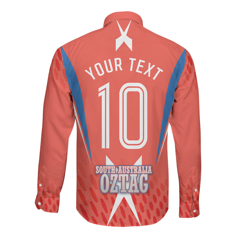 Personalized South Australia Oztag Bird Mascot Long Sleeve Button Shirt Dynamic Team Spirit Graphic