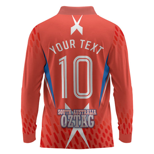 Personalized South Australia Oztag Bird Mascot Long Sleeve Polo Shirt Dynamic Team Spirit Graphic