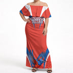 Personalized South Australia Oztag Bird Mascot Off Shoulder Maxi Dress Dynamic Team Spirit Graphic