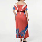 Personalized South Australia Oztag Bird Mascot Off Shoulder Maxi Dress Dynamic Team Spirit Graphic