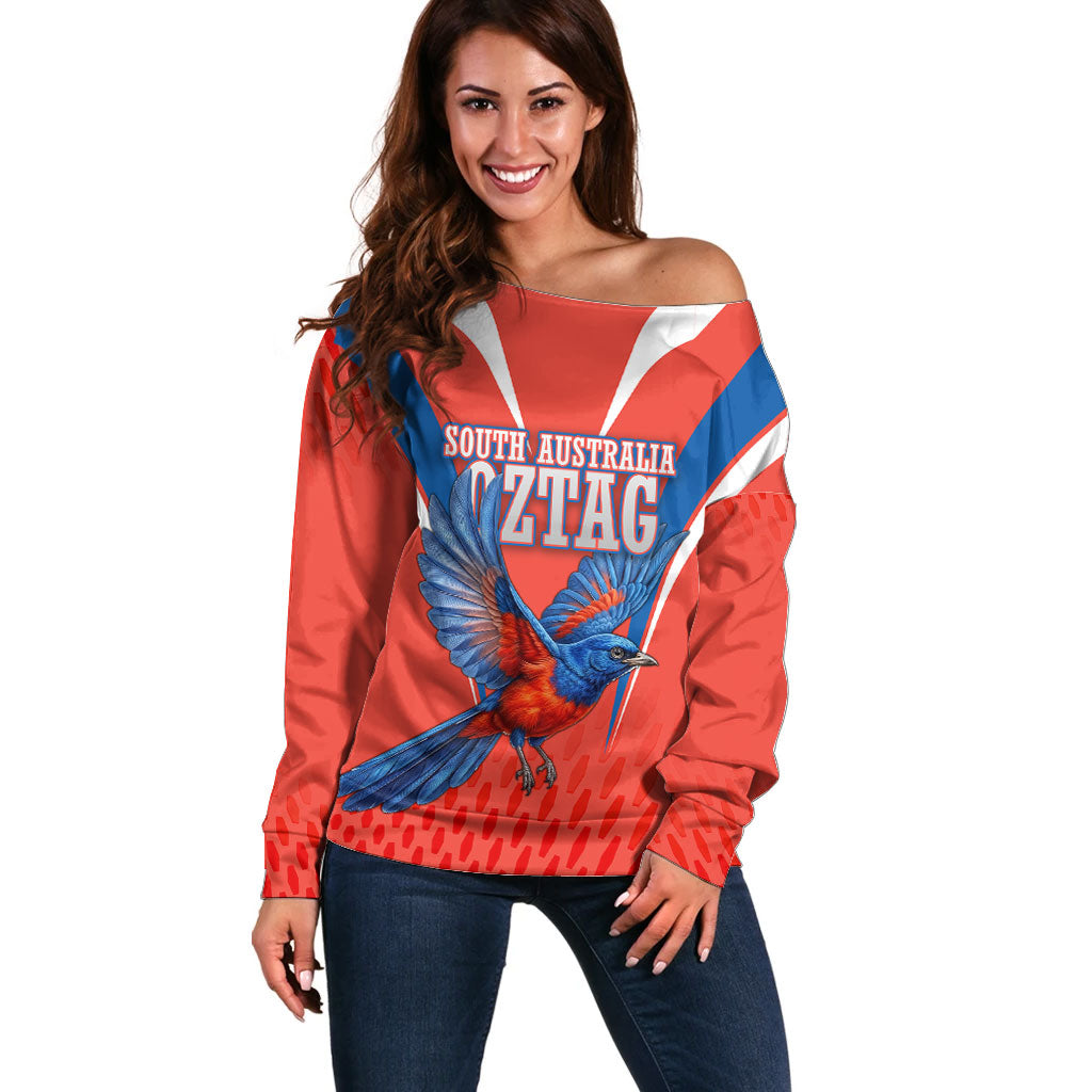 Personalized South Australia Oztag Bird Mascot Off Shoulder Sweater Dynamic Team Spirit Graphic