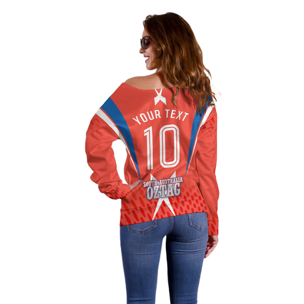 Personalized South Australia Oztag Bird Mascot Off Shoulder Sweater Dynamic Team Spirit Graphic