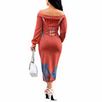Personalized South Australia Oztag Bird Mascot Off The Shoulder Long Sleeve Dress Dynamic Team Spirit Graphic