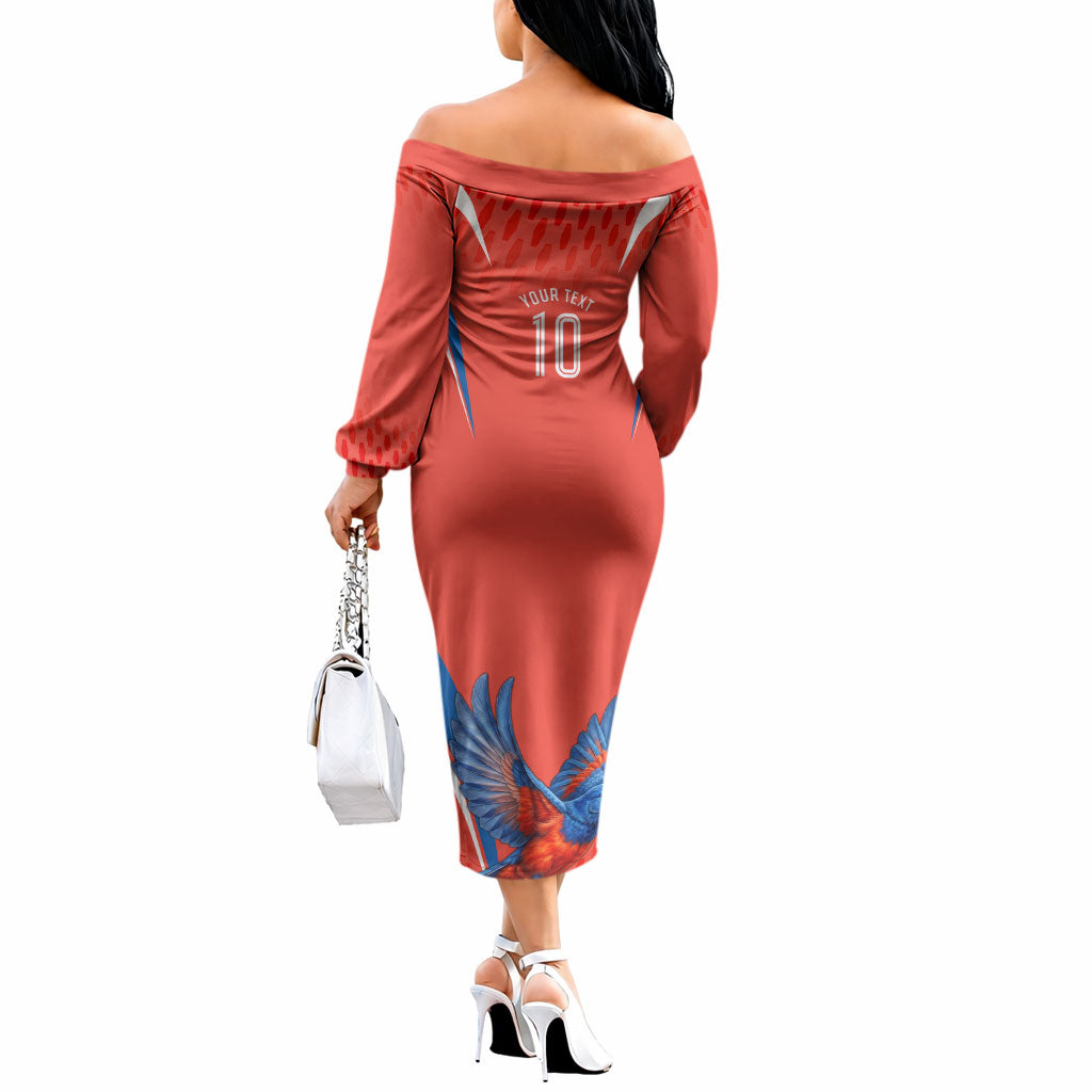Personalized South Australia Oztag Bird Mascot Off The Shoulder Long Sleeve Dress Dynamic Team Spirit Graphic
