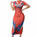 Personalized South Australia Oztag Bird Mascot Short Sleeve Bodycon Dress Dynamic Team Spirit Graphic