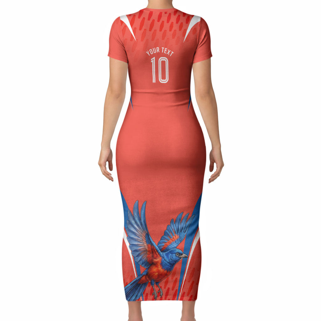 Personalized South Australia Oztag Bird Mascot Short Sleeve Bodycon Dress Dynamic Team Spirit Graphic