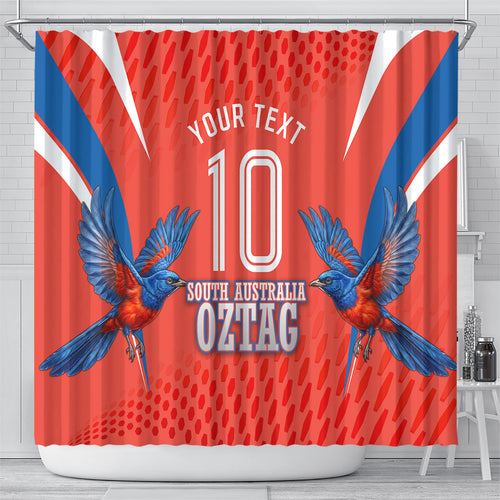 Personalized South Australia Oztag Bird Mascot Shower Curtain Dynamic Team Spirit Graphic