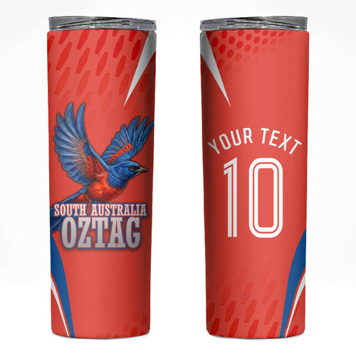 Personalized South Australia Oztag Bird Mascot Skinny Tumbler Dynamic Team Spirit Graphic