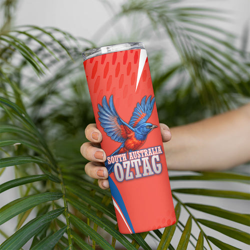 Personalized South Australia Oztag Bird Mascot Skinny Tumbler Dynamic Team Spirit Graphic